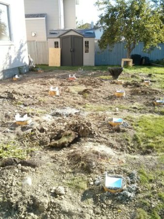 Concrete poured and posts set